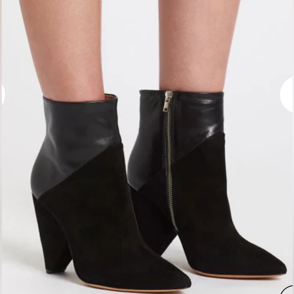 IRO Black Heeled Boots with Cone Heel and Asymmetrical Cut